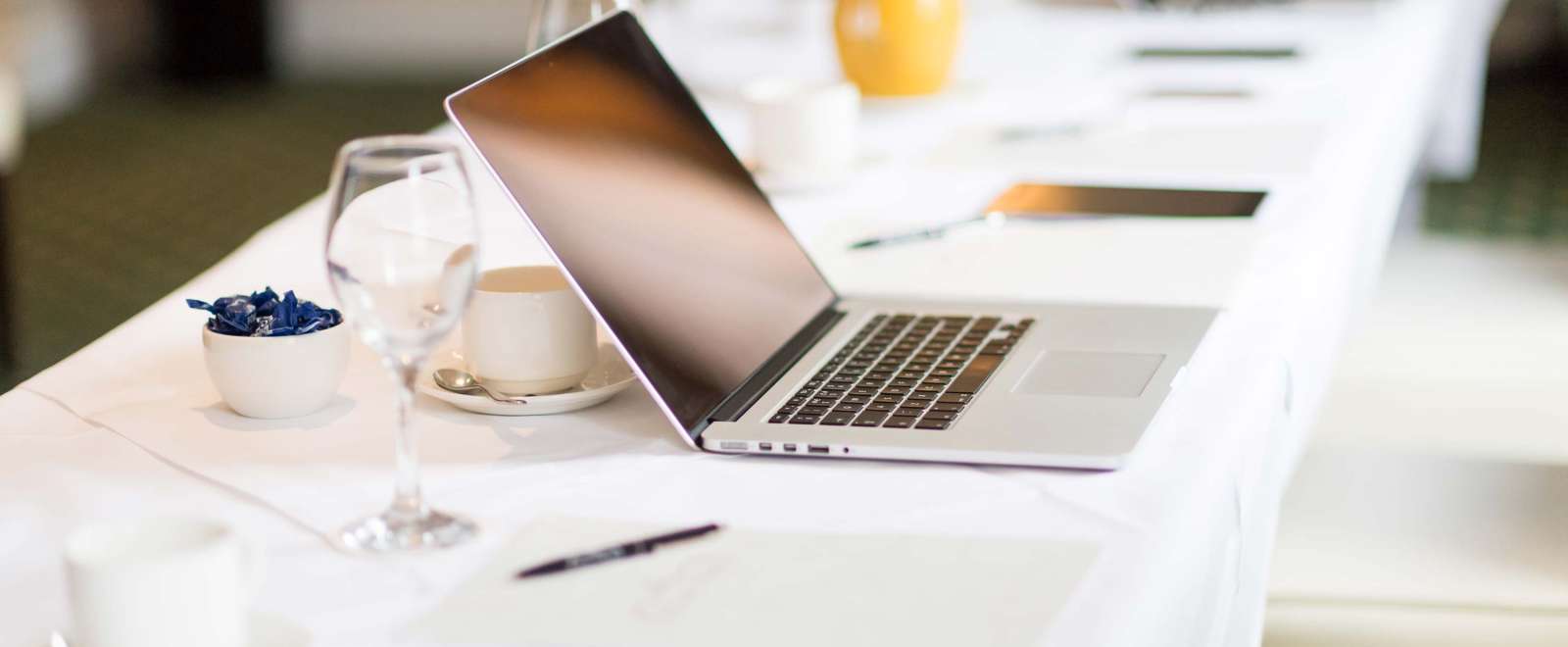 Carlyon Bay Hotel Conference Room Table with Laptop