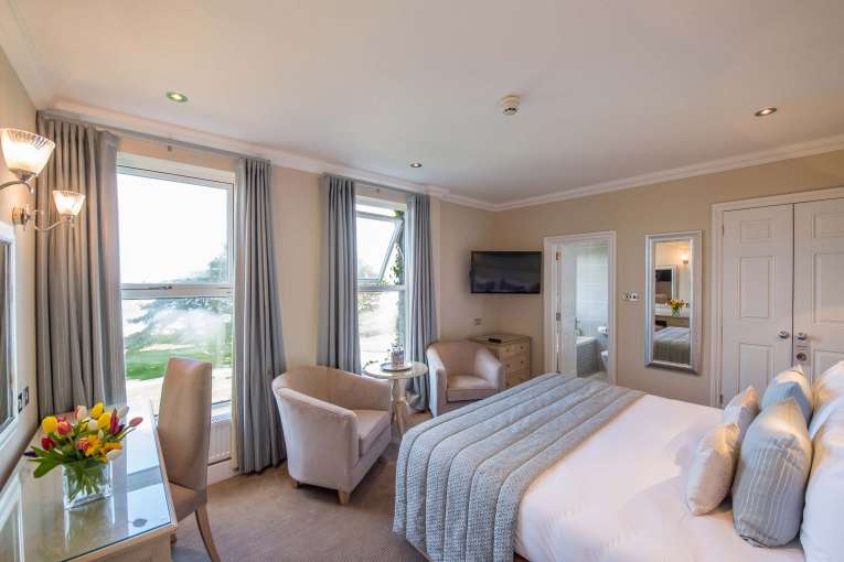 Carlyon Bay Hotel Superior Sea Facing Room (116) Accommodation Bed and Seating