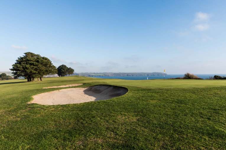 Carlyon Bay Hotel Golf Course 8th Green with Bunker Overlooking the Sea