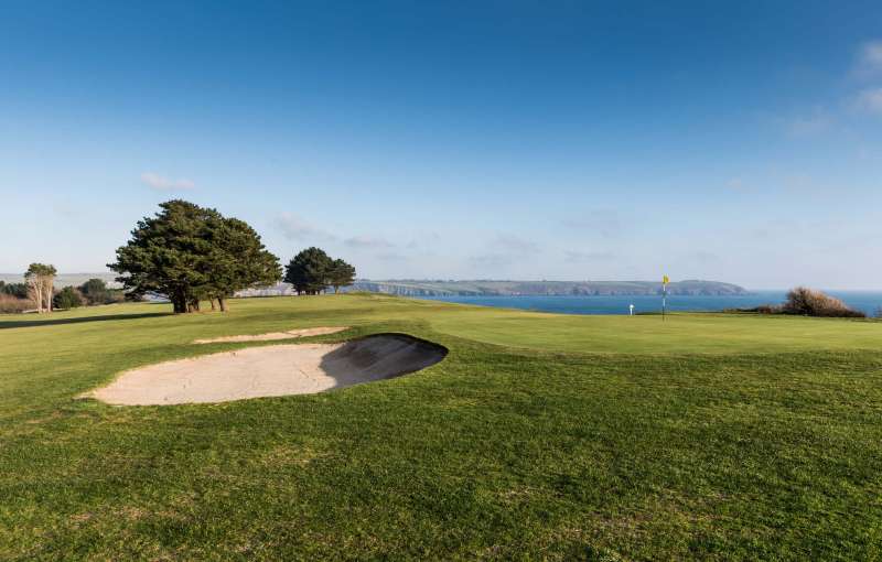 Carlyon Bay Hotel Golf Course 8th Green with Bunker Overlooking the Sea