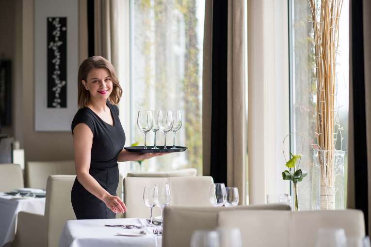 Carlyon Bay Hotel Restaurant Staff Setting Tables