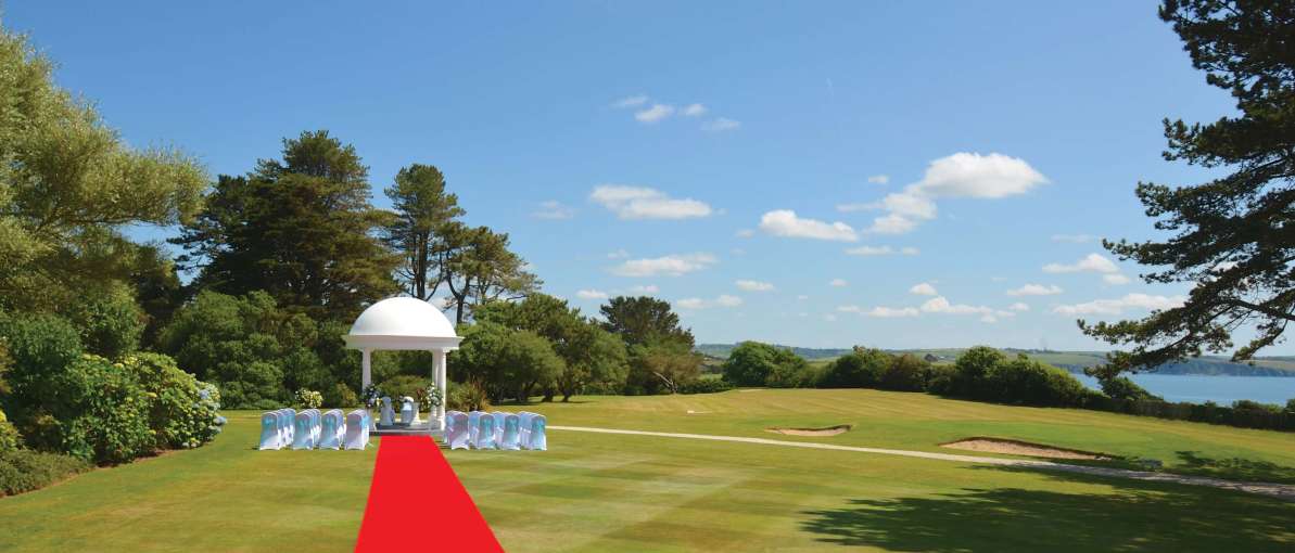 Carlyon Bay Hotel Wedding Ceremony on Hotel Lawn
