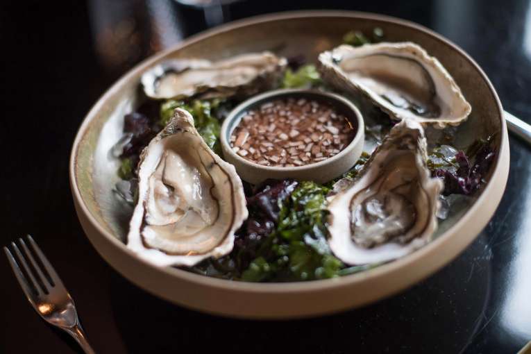 Oyster starter in the Taste of Cornwall Brasserie, Carlyon Bay Hotel