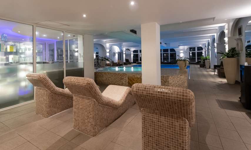 Heated stone beds at Carlyon Bay Spa