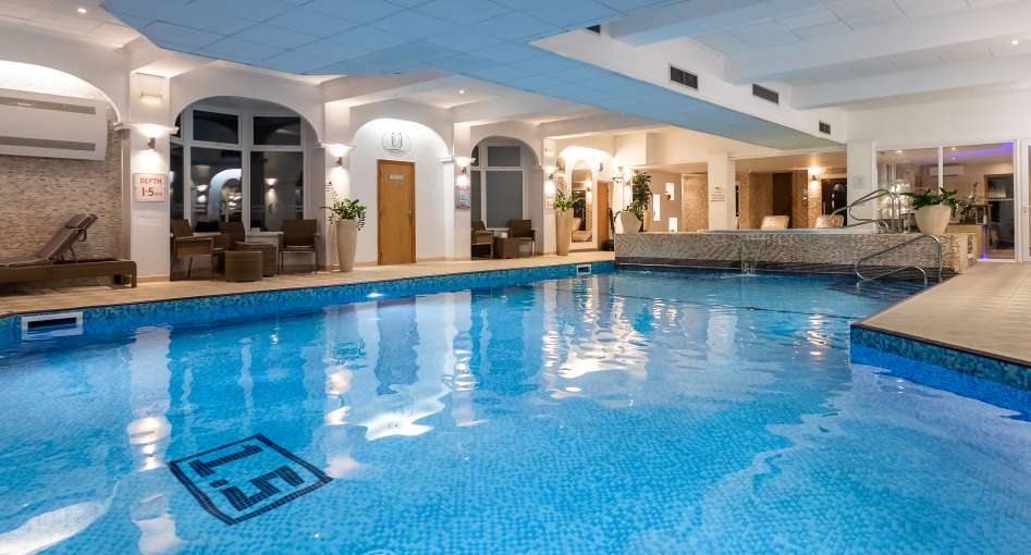 Indoor pool at Carlyon Bay spa facilities