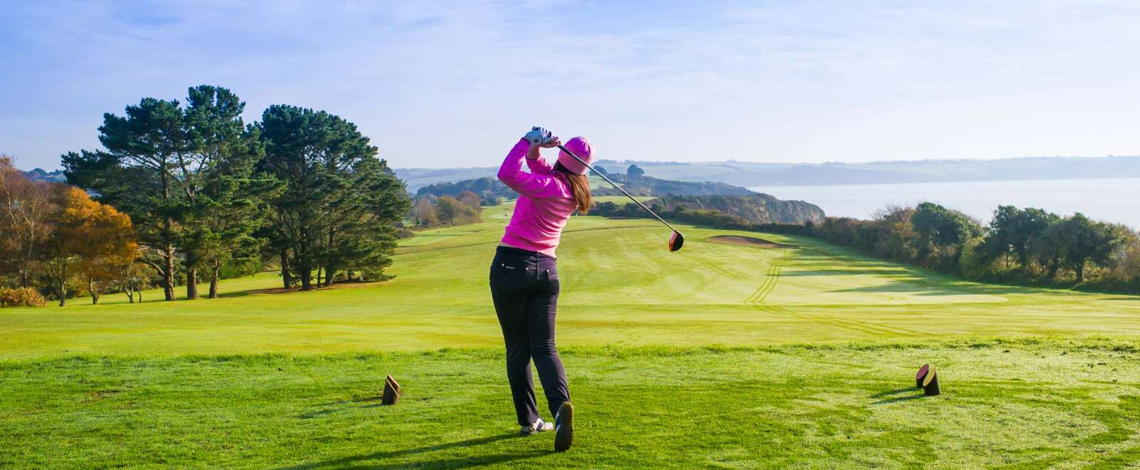 Carlyon Bay Hotel Golfer Playing on Golf Course Overlooking the Sea