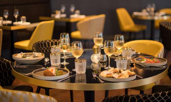 Starters on a table in the Taste of Cornwall Brasserie, Carlyon Bay Hotel